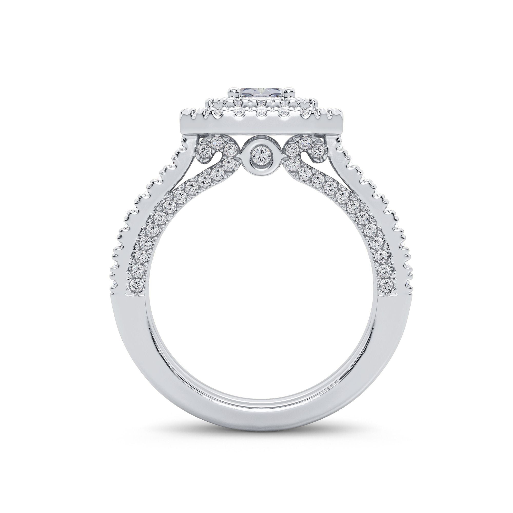 14K White Gold Exquisite 1.50Ct Diamond Bridal Ring