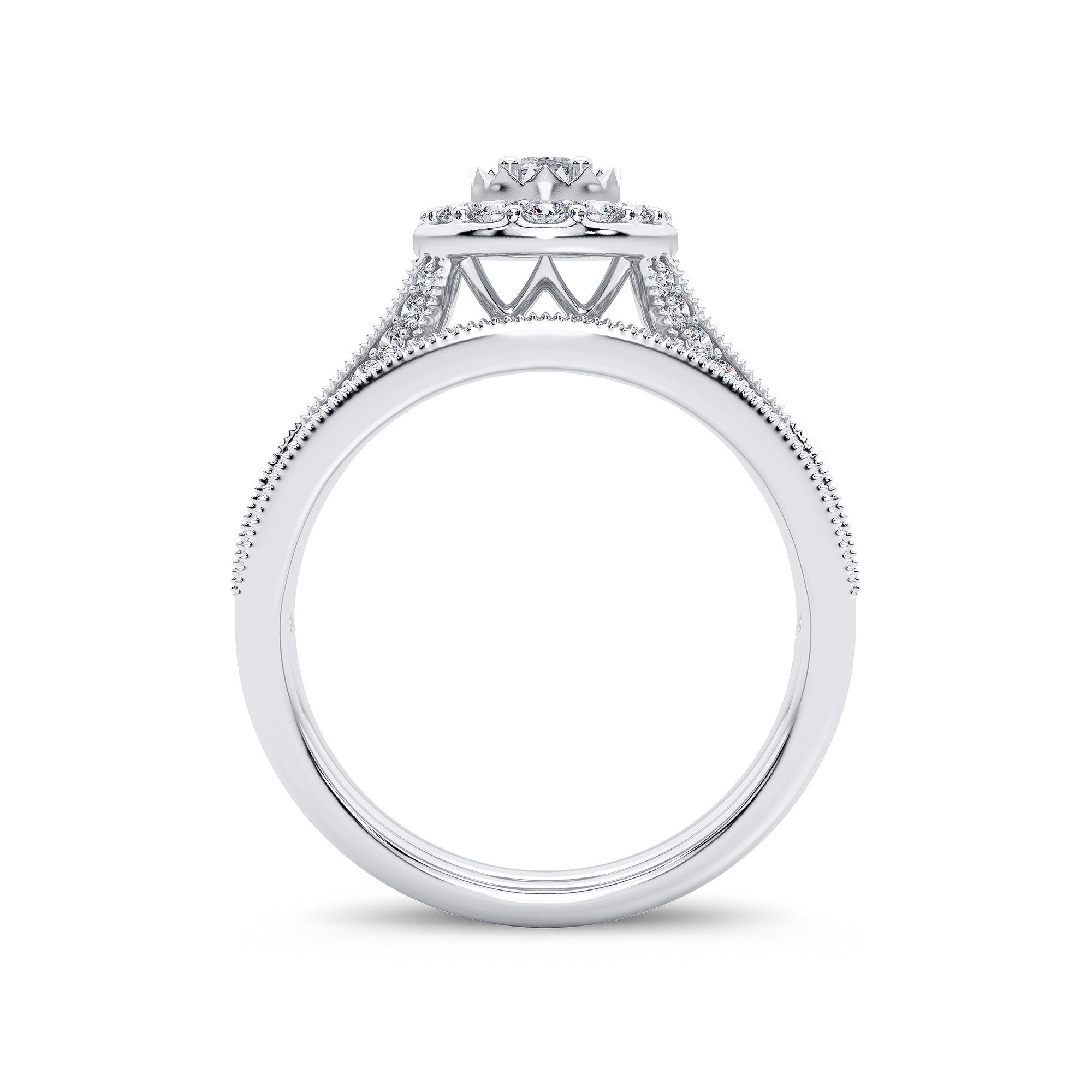 14K White Gold Elegant 1.00Ct Diamond Bridal Ring