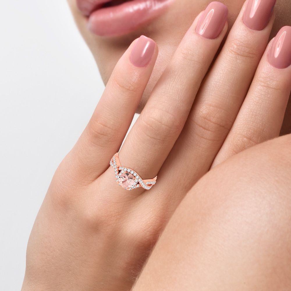 14K Rose Gold 0.62Ct Diamond Morganite Ring