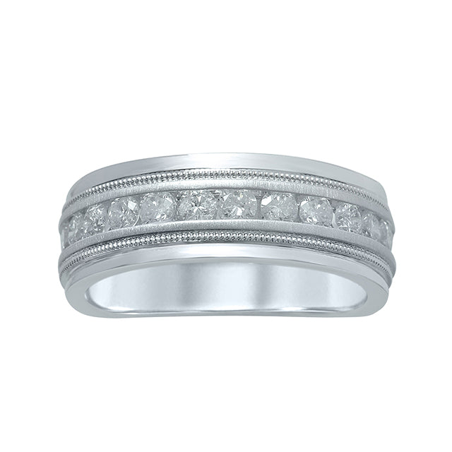 14K White White Gold Diamond Mens Machine Band With 0.98Ct Diamonds