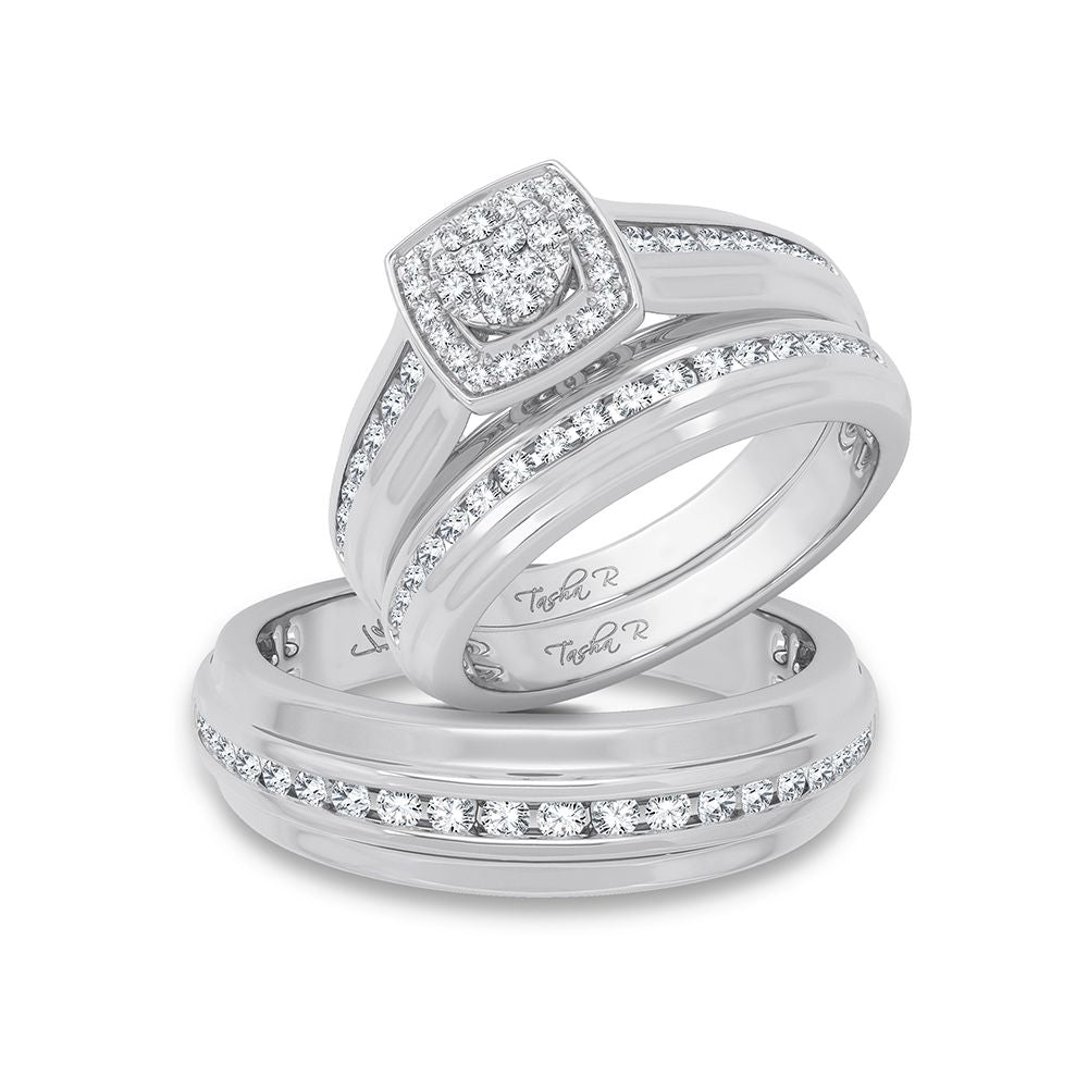 14K White Gold Gorgeous 0.86Ct Diamond Trio Set