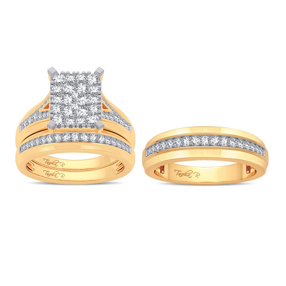 14K Yellow Gold Beautiful 1.15Ct Diamond Trio Set