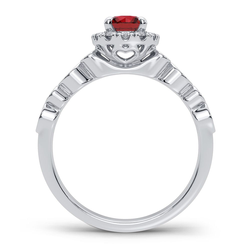 14K White Gold Beautiful 0.25Ct Diamond Ruby Ring