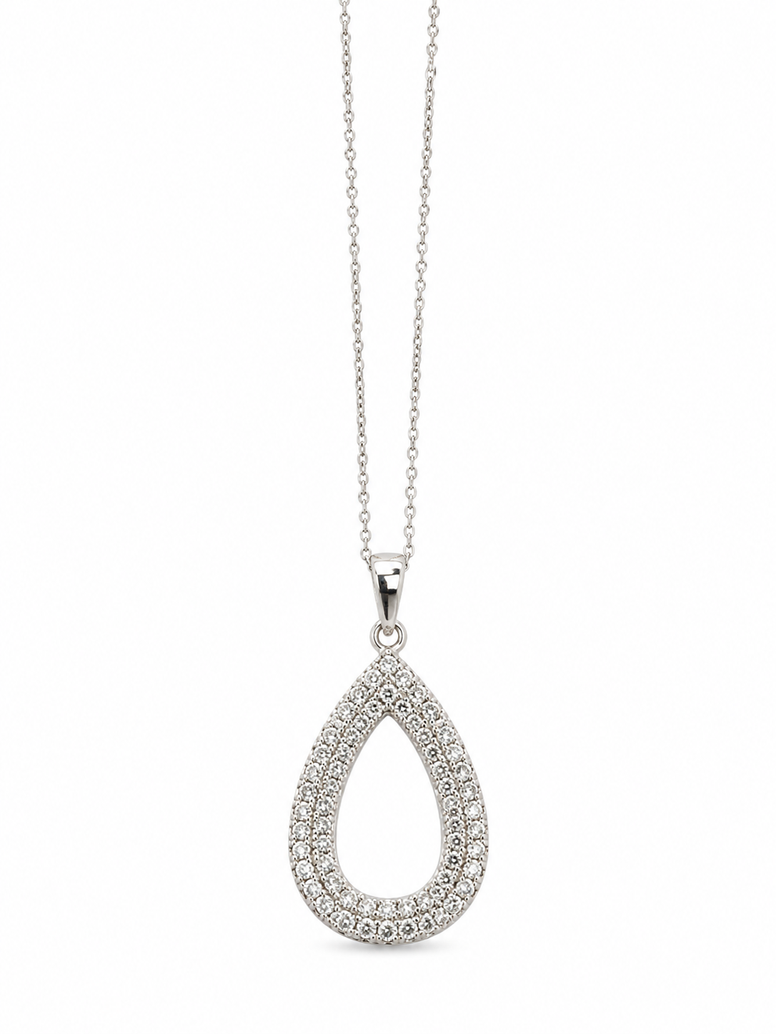 Sterling Silver 925 Pear Shaped Cubic Zirconium Necklace