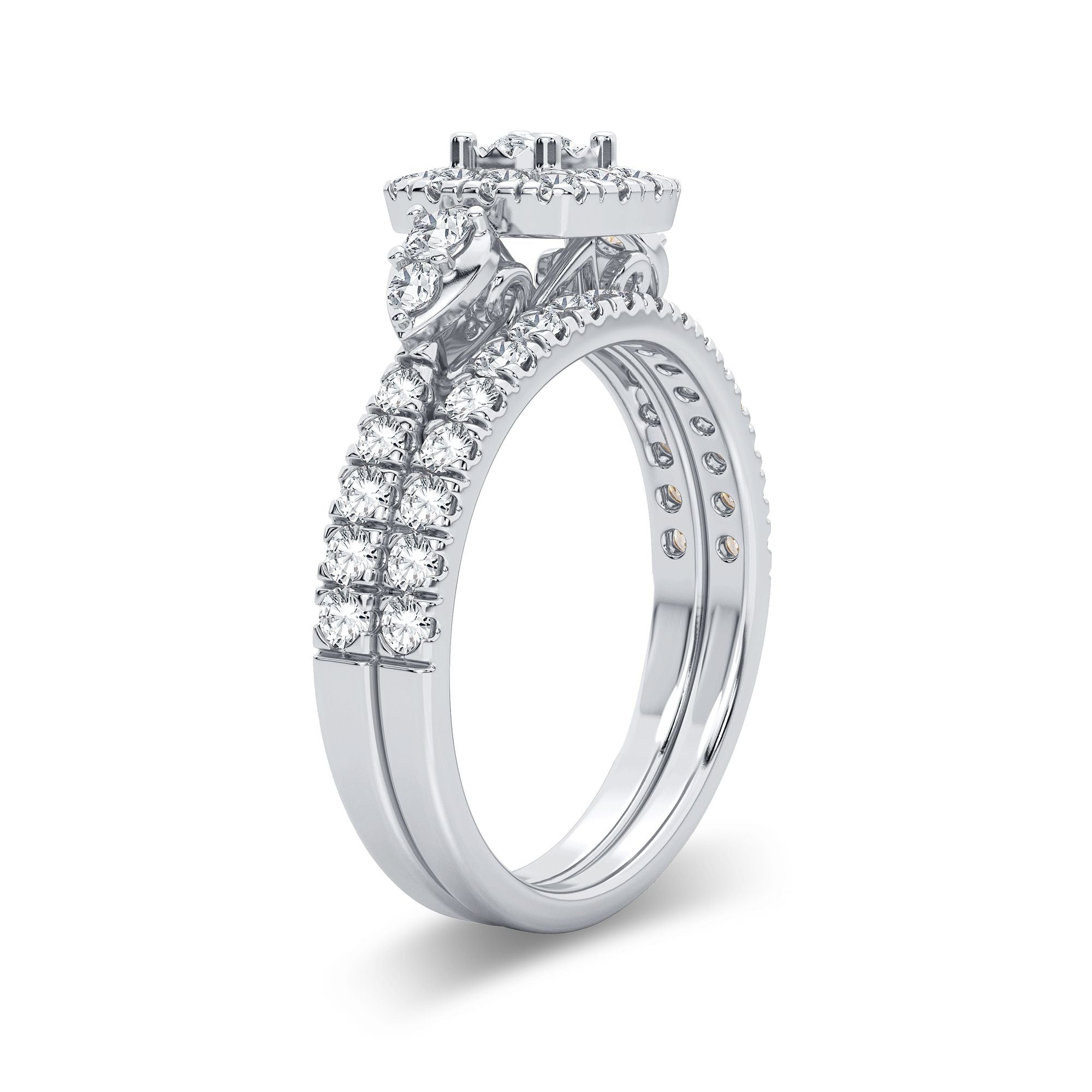 14K White Gold Magnifcnet 1.00Ct Diamond Bridal Ring