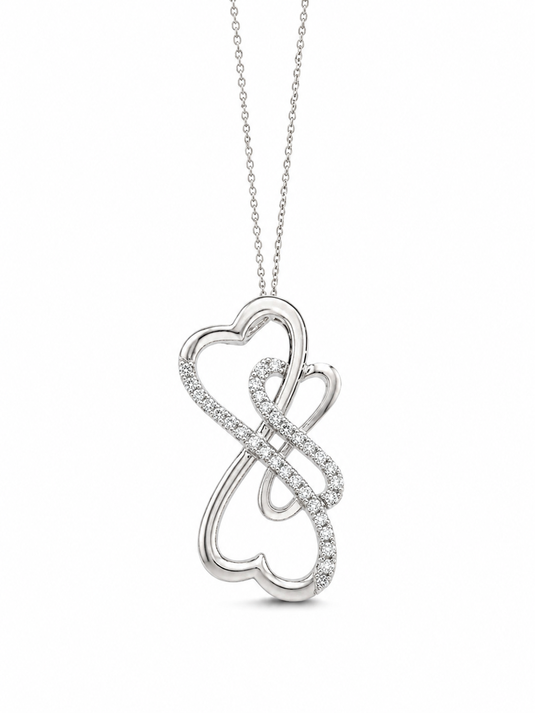 Sterling Silver Infinity Hearts Cubic Zirconium Necklace