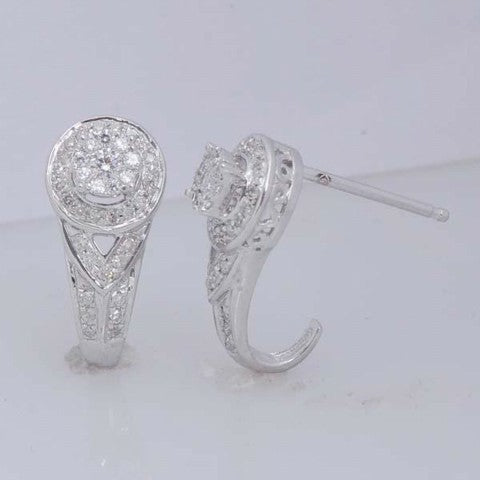14K White Diamond Ladies Earring With 0.33Ct Round Diamonds