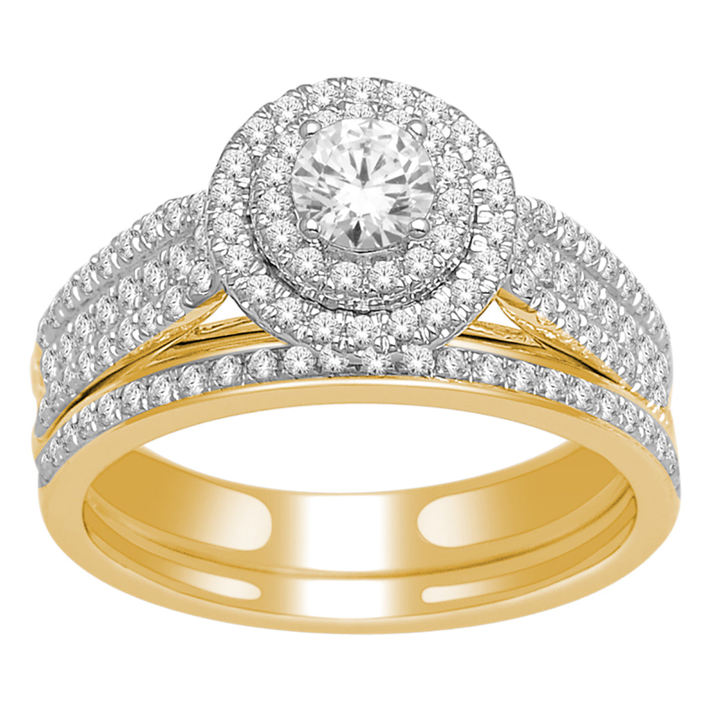 14K Yellow Yellow Gold Bridal Set With 1.00 Ct Round Diamonds
