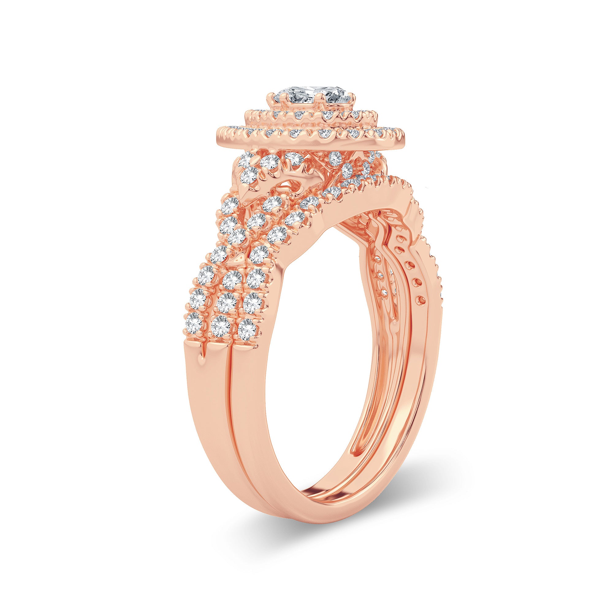 14K Rose Gold Exquisite 1.00Ct Diamond Bridal Ring