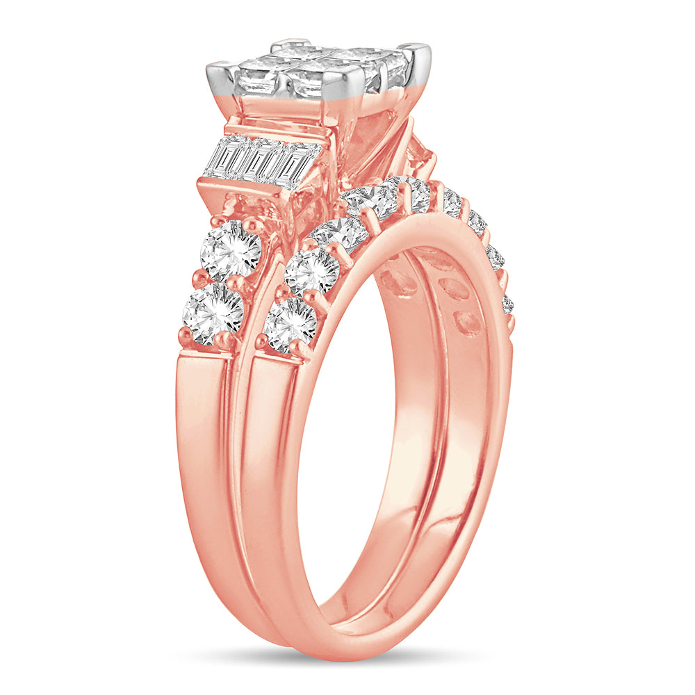 14K Rose Gold Magnifcnet 2.00Ct Diamond Bridal Ring