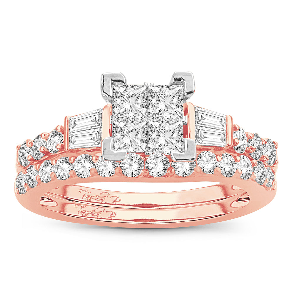 14K Rose Gold Exquisite 1.50Ct Diamond Bridal Ring