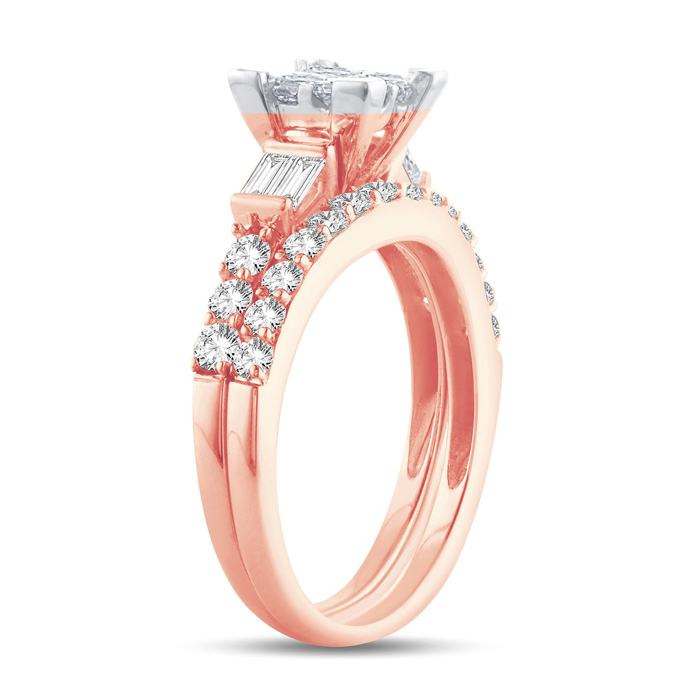 14K Rose Gold Exquisite 1.50Ct Diamond Bridal Ring