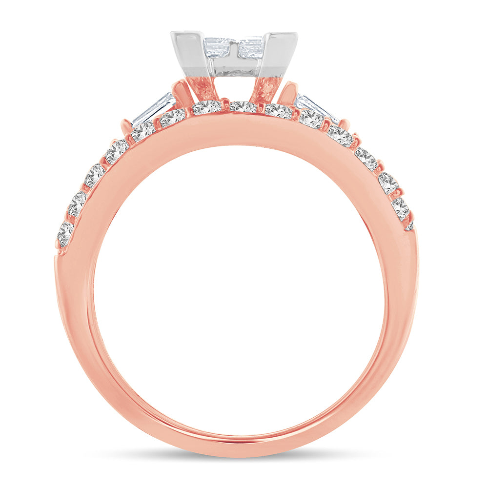 14K Rose Gold Exquisite 1.50Ct Diamond Bridal Ring