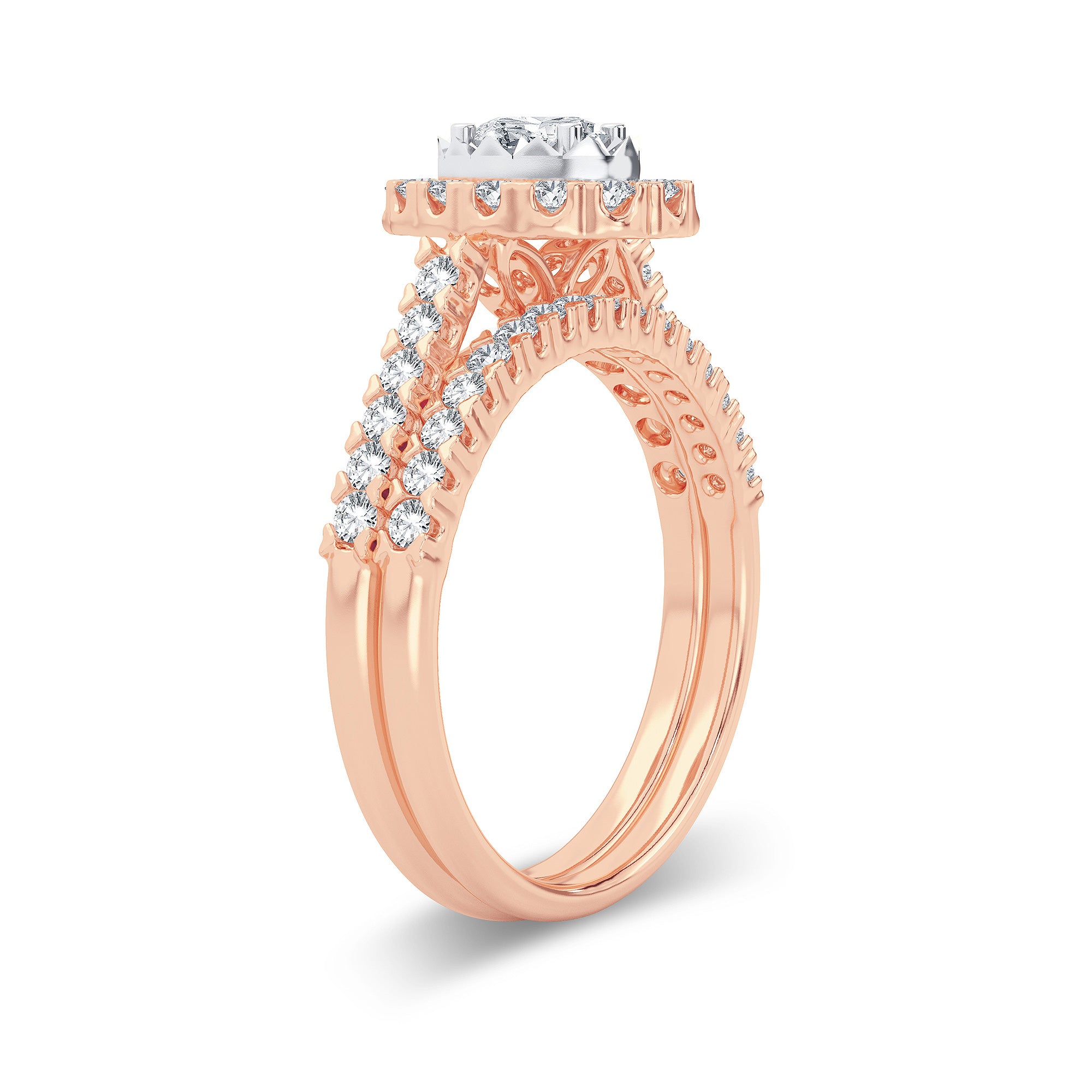 14K Rose Gold Elegant 1.00Ct Diamond Bridal Ring