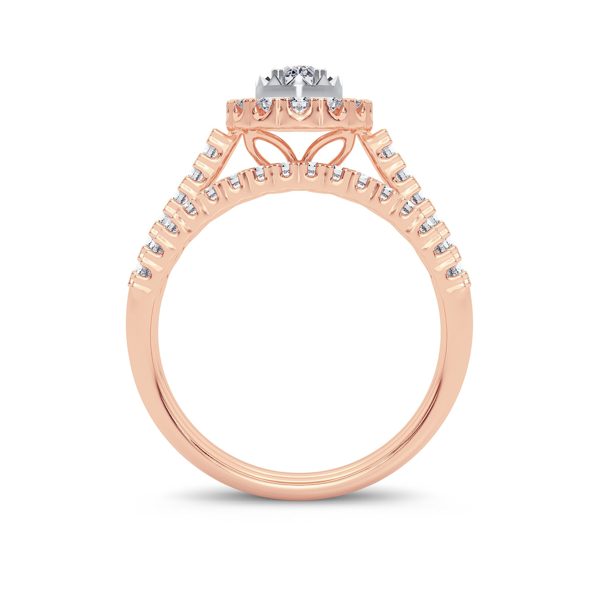 14K Rose Gold Elegant 1.00Ct Diamond Bridal Ring