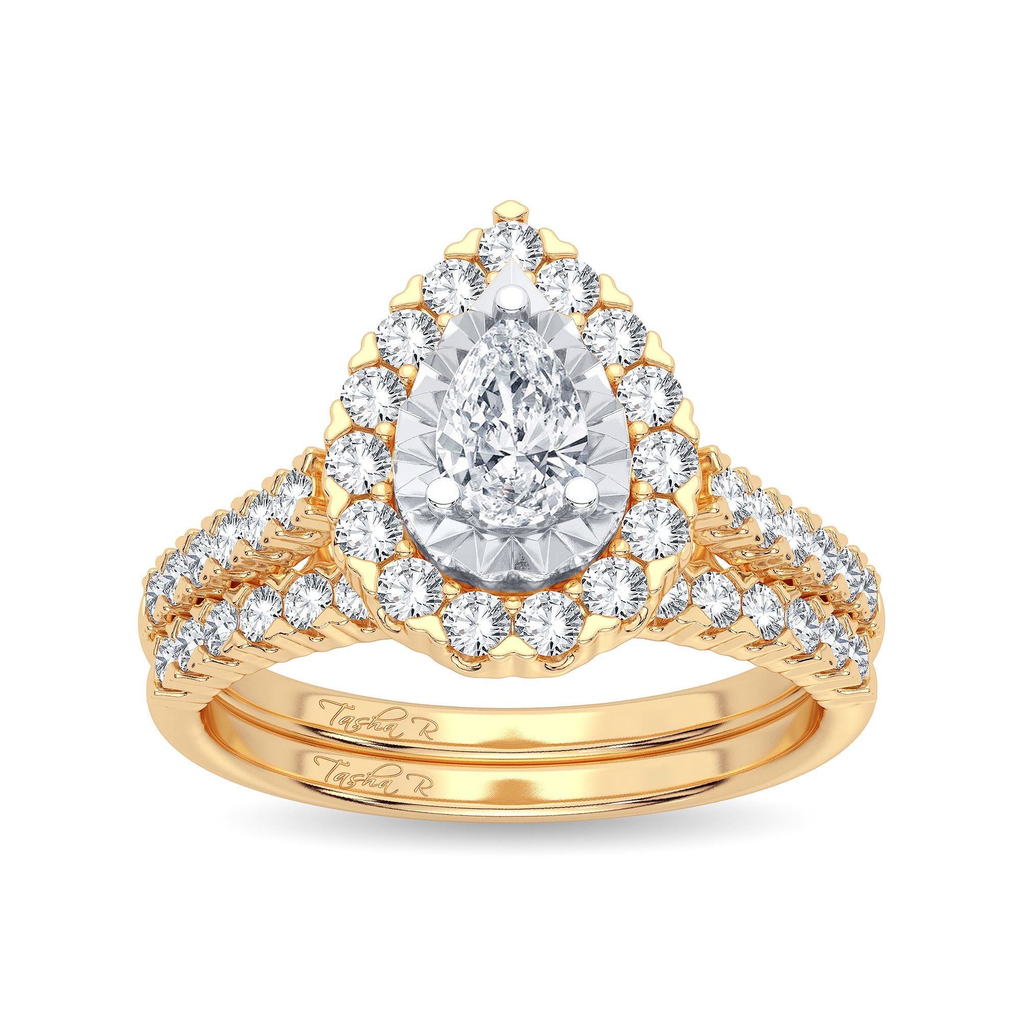 14K Yellow Gold Exquisite 1.05Ct Diamond Bridal Ring