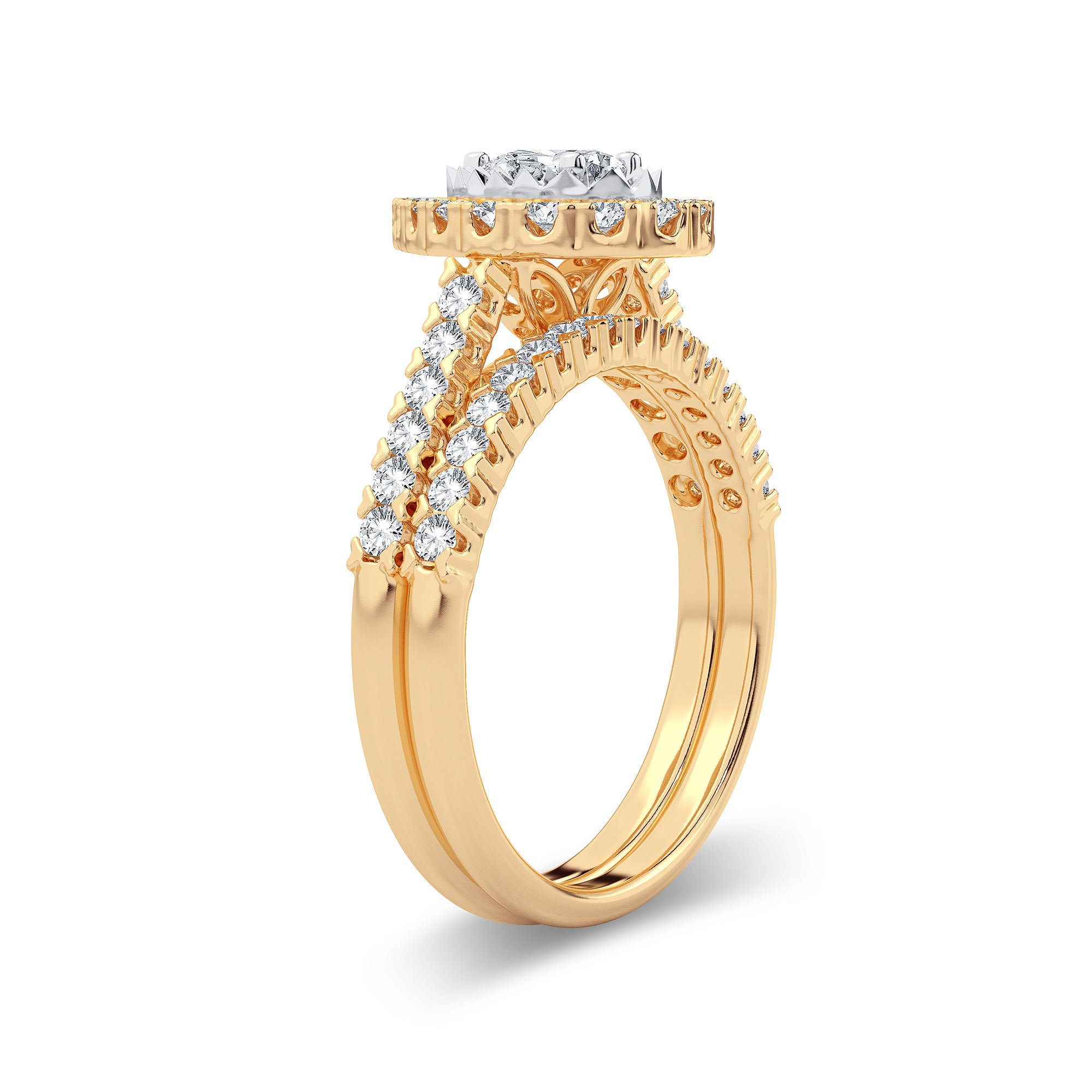 14K Yellow Gold Exquisite 1.05Ct Diamond Bridal Ring