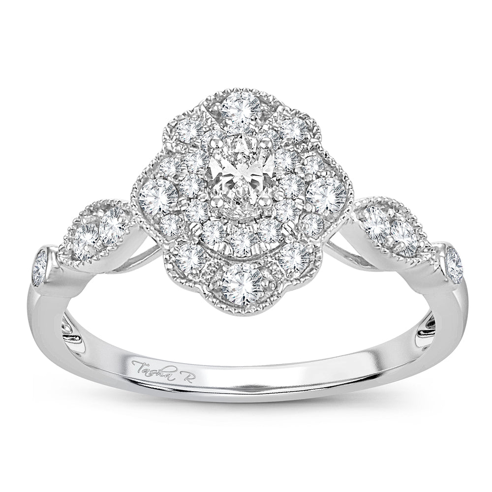 14K White Gold Dazzling 0.50Ct Diamond Ring