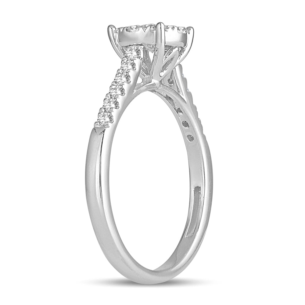 14K White Gold Elegant 0.50Ct Diamond Ring