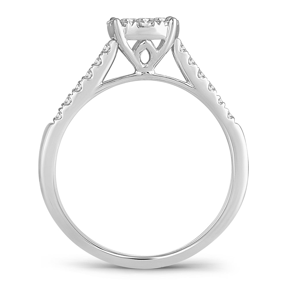14K White Gold Elegant 0.50Ct Diamond Ring