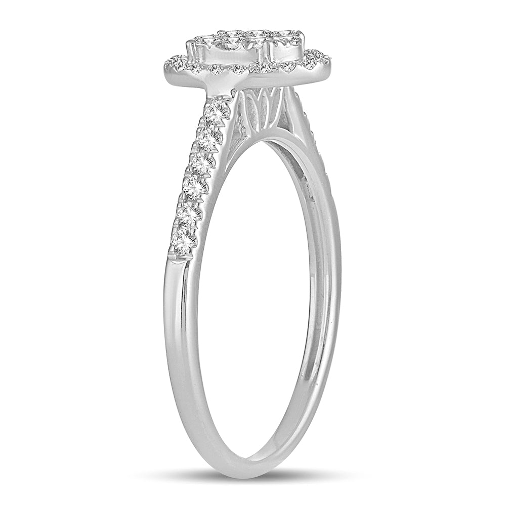 14K White Gold Elegant 0.33Ct Diamond Ring