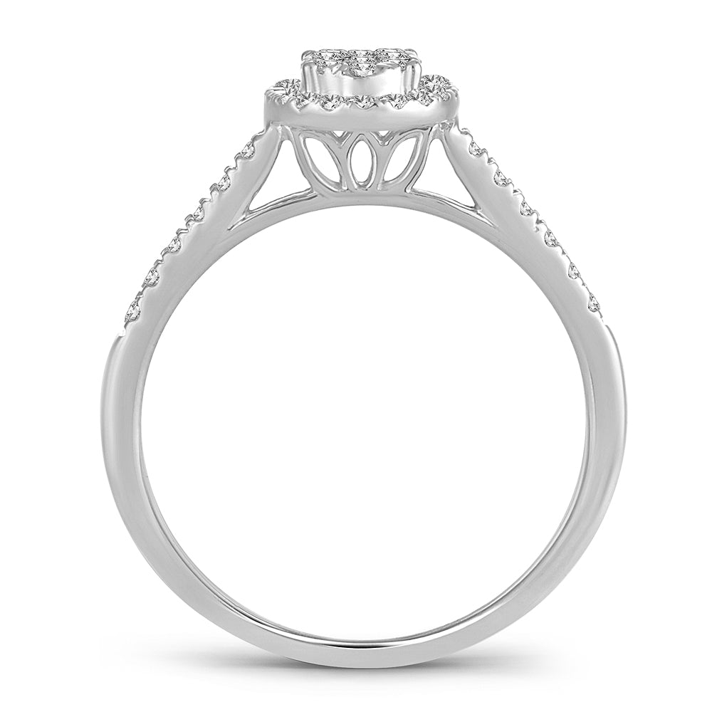 14K White Gold Elegant 0.33Ct Diamond Ring