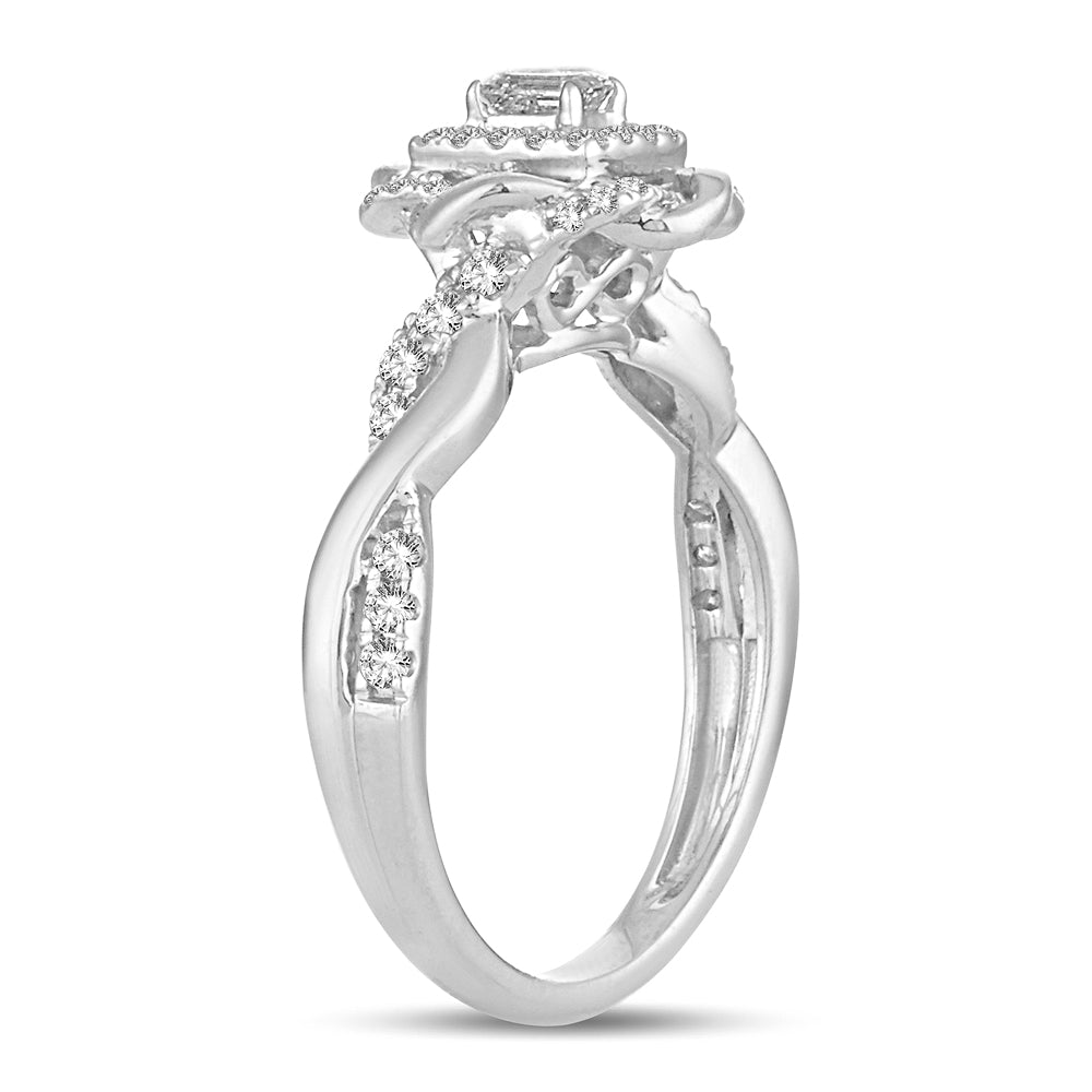14K White Gold Exquisite 0.50Ct Diamond Ring