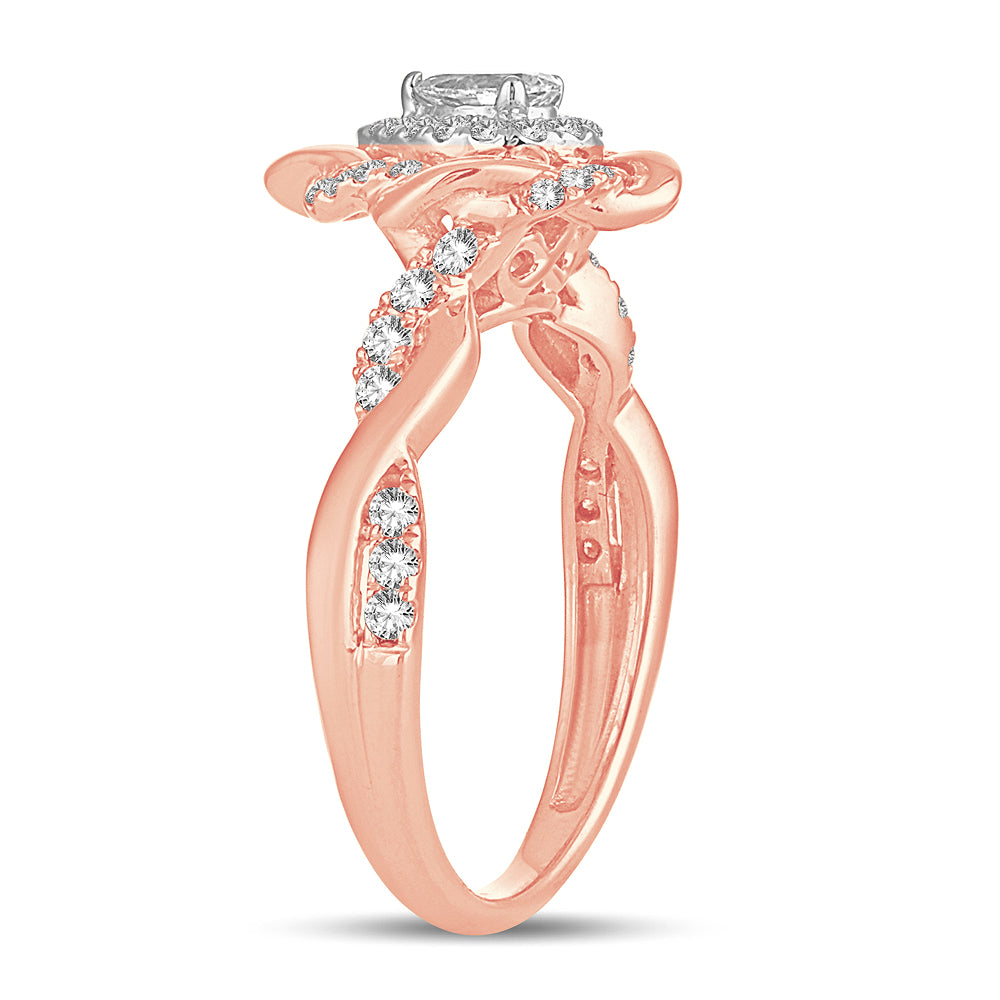 14K Rose Gold Dazzling 0.50Ct Diamond Ring