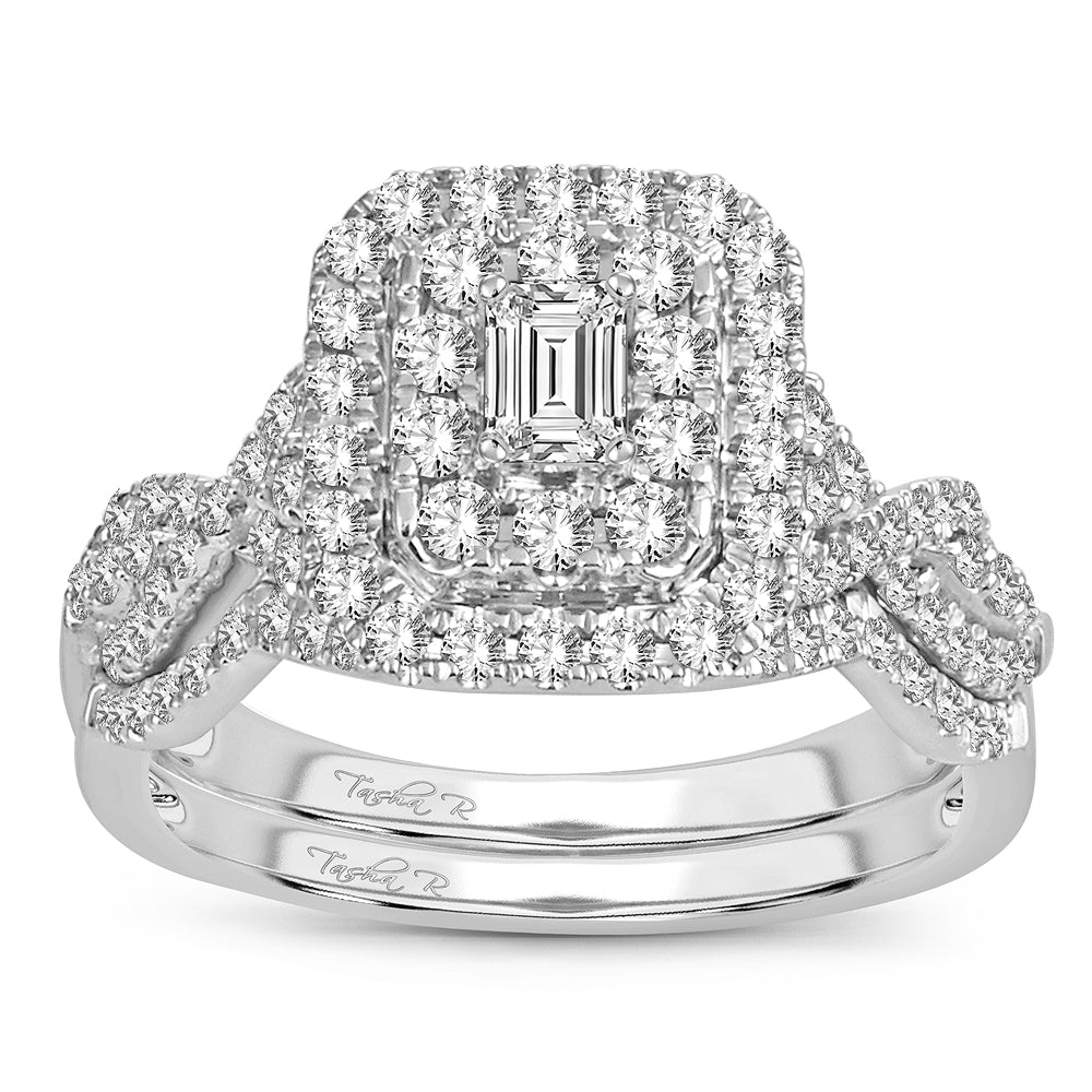 14K White Gold Elegant 1.00Ct Diamond Bridal Set