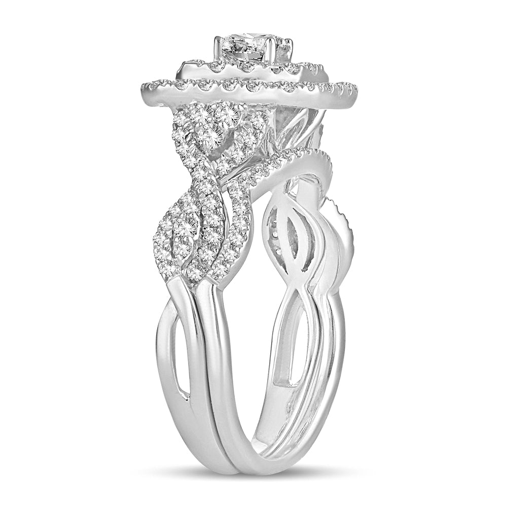 14K White Gold Elegant 1.00Ct Diamond Bridal Set