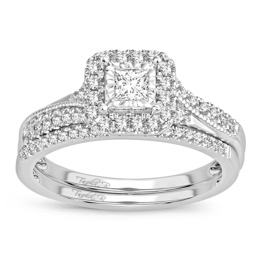 14K White Gold Beautiful 0.50Ct Diamond Bridal Set