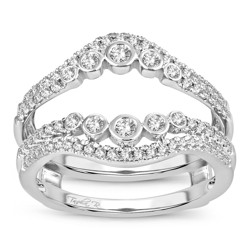 14K White Gold Beautiful 0.50Ct Diamond Ring Guard