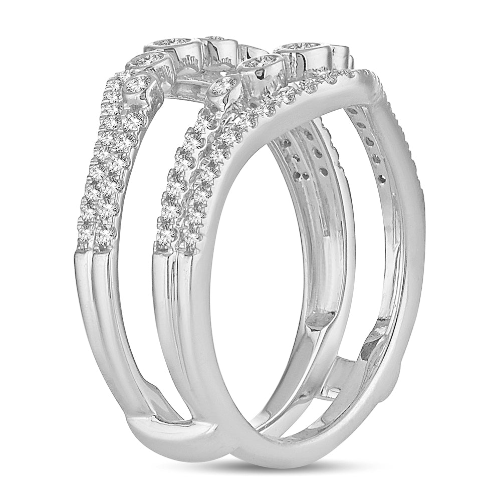14K White Gold Beautiful 0.50Ct Diamond Ring Guard