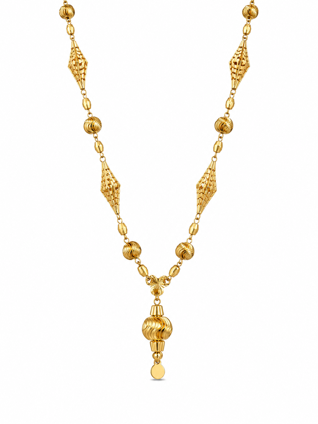 21KT Yellow Gold Designer Beaded Necklace