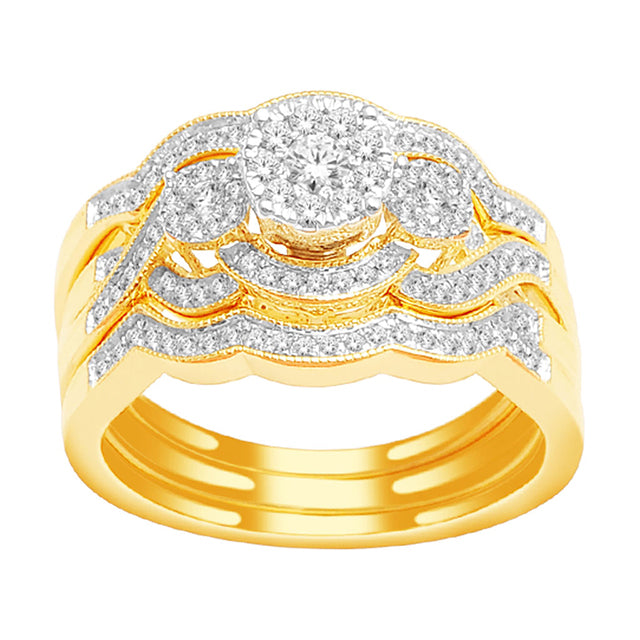 10K Yellow Yellow Diamond Ladies Ring With 0.50 Ct Round Diamonds