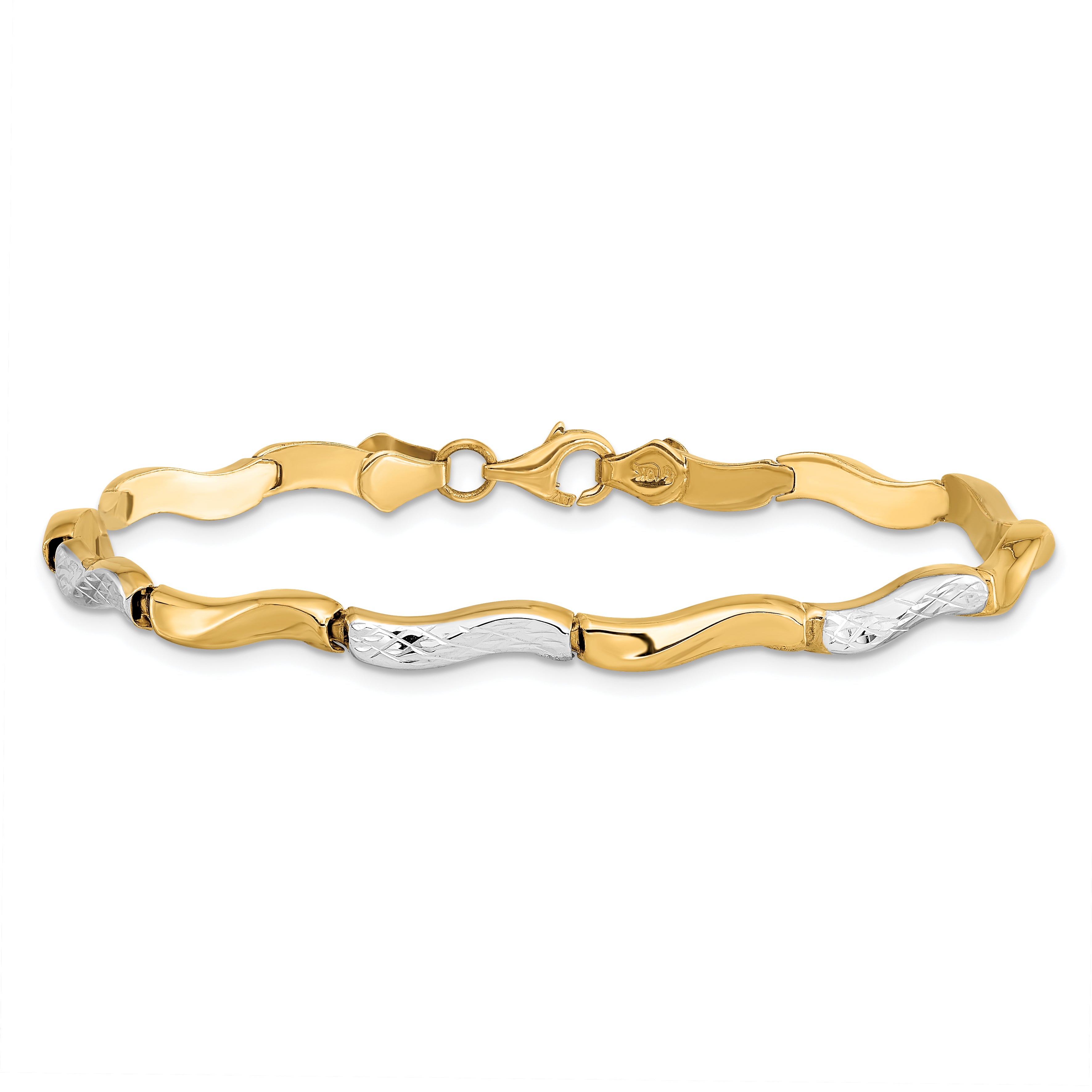 10K Gold w/Rhodium D/C Bracelet
