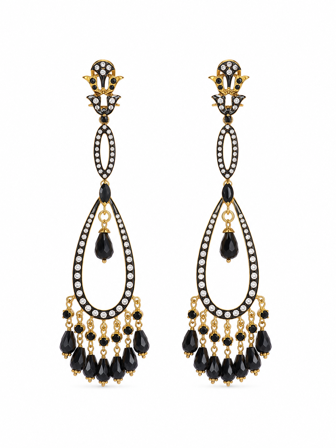 22KT Yellow Gold Cubic Zirconium Tear Drop Earrings and Pendant Set