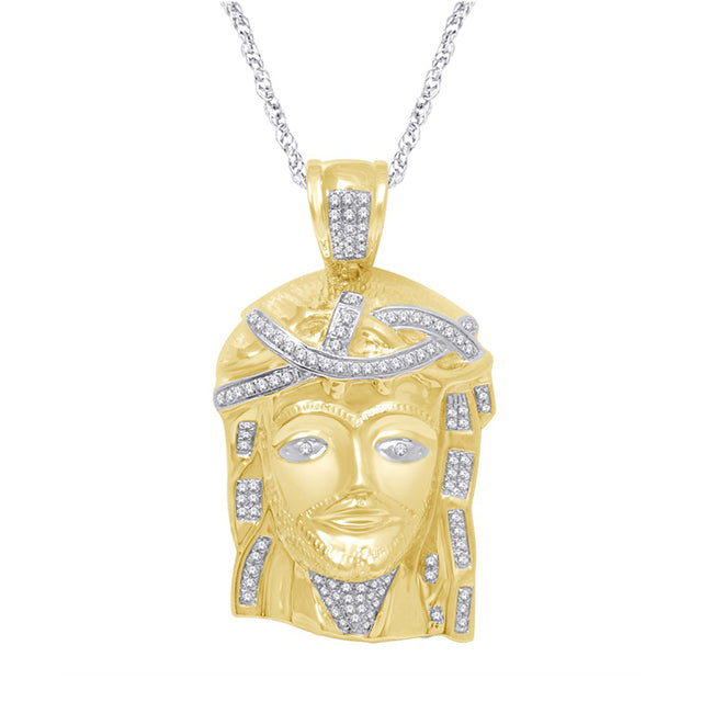 10K Yellow 0.26-0.32Ct D-Charm Jesus Head (Chains Sold Separately)