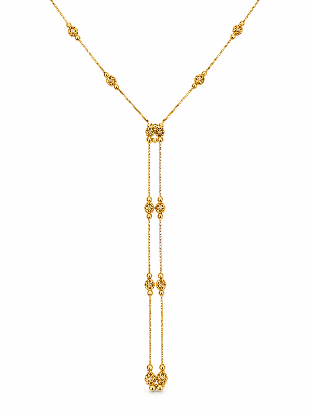 18KT Yellow Gold Beaded Necklace