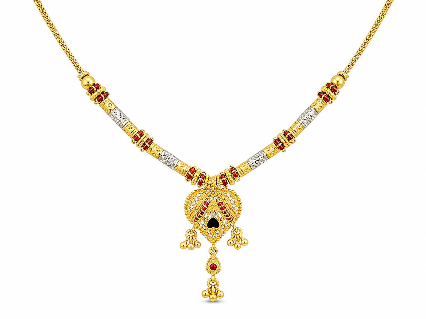 22KT Yellow Gold Mangalsutra Heart Shape Necklace