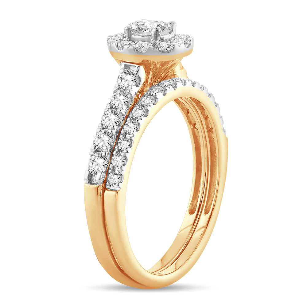 14K Yellow Gold Dazzling 1.00Ct Fancy Cut Bridal Ring
