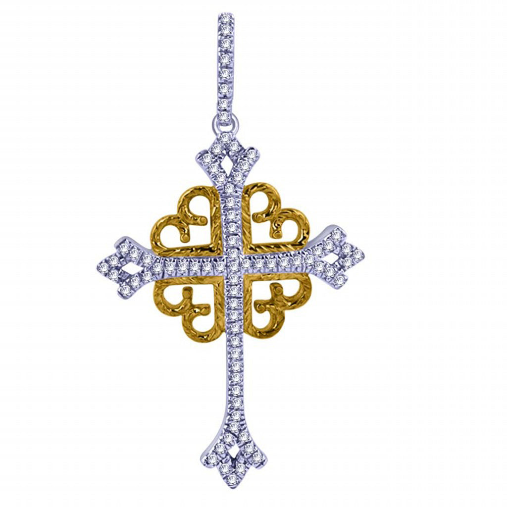 10K White 0.12Ct D-Cross Charms (Chains Sold Separately)