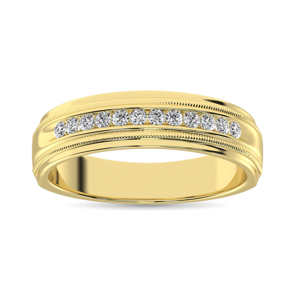 14K Yellow Gold 1/4 Ct.Tw. Diamond Mens Machine Band