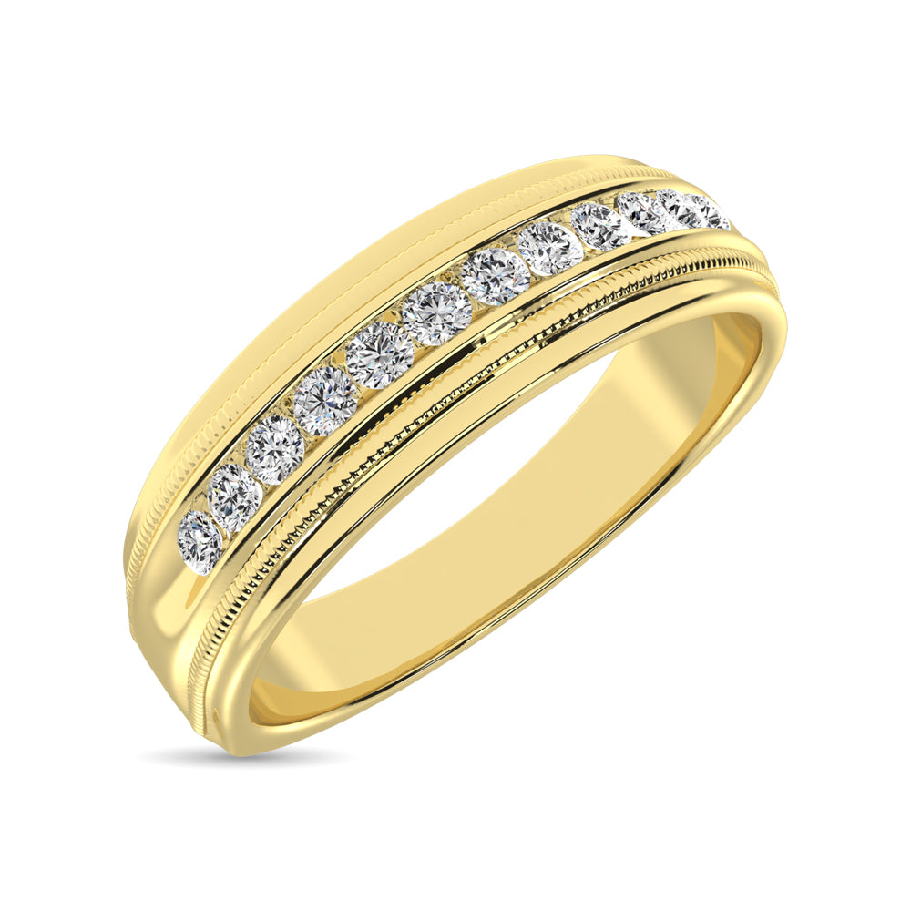 14K Yellow Gold Diamond 1/4 Ct.Tw. Men's Machine Band