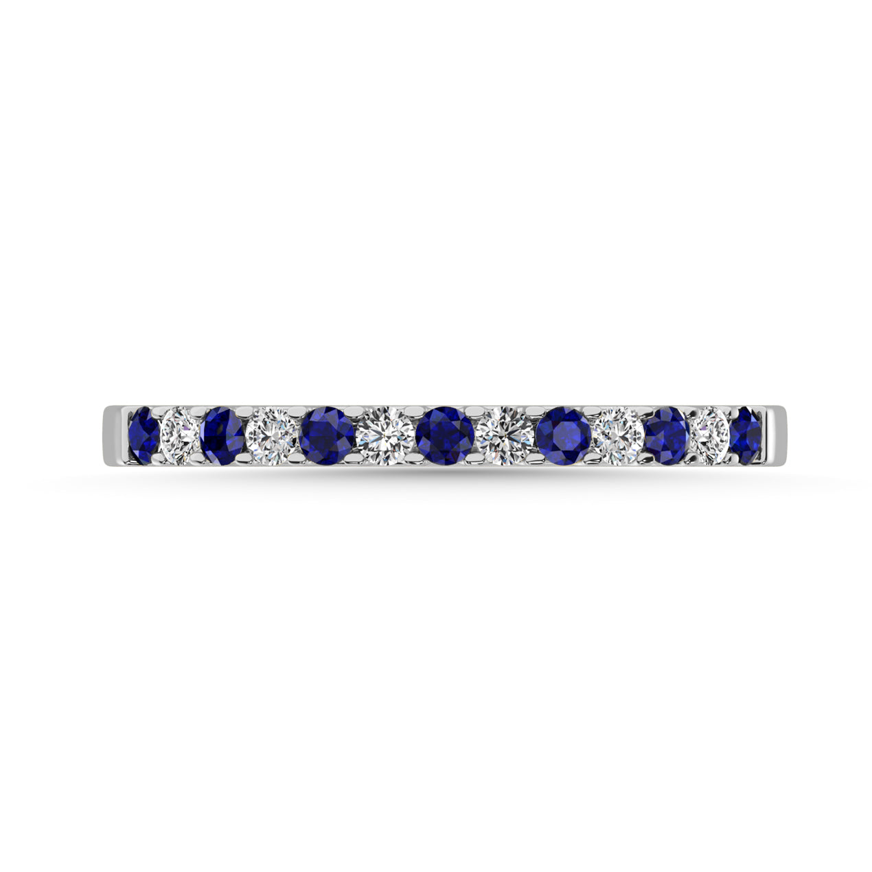 Diamond 1/4 Ct.Tw. And Blue Sapphire Machine Band in 14K White Gold