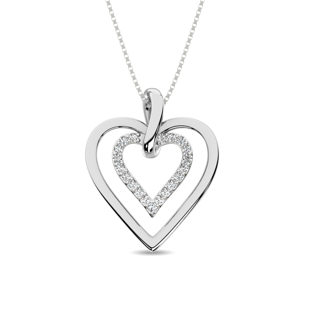 Diamond 1/10 Ct.Tw. Heart Pendant In 10K White Gold