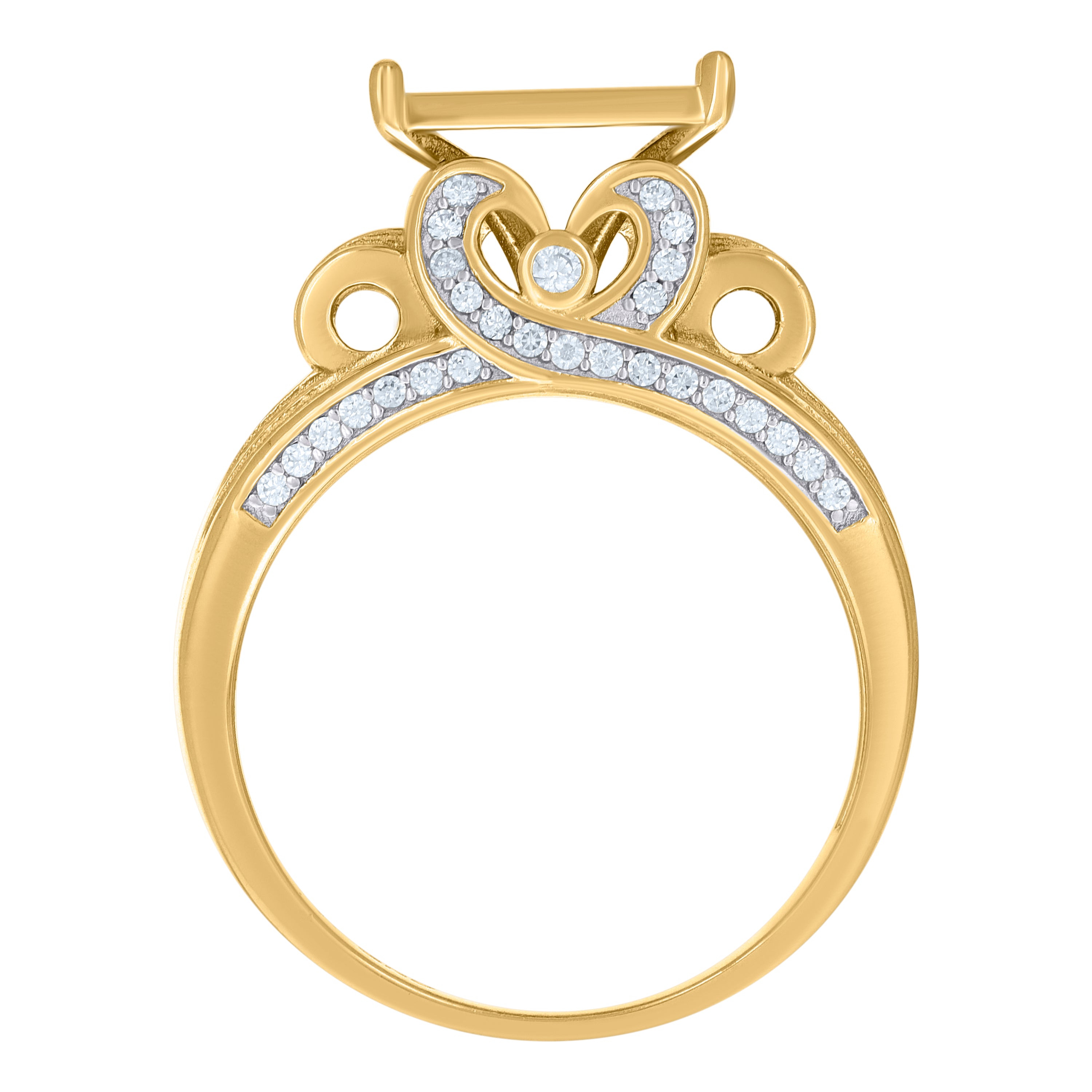 925 Sterling Silver Yellow-Tone Mens Cubic-Zirconia Square Head Fashion Ring