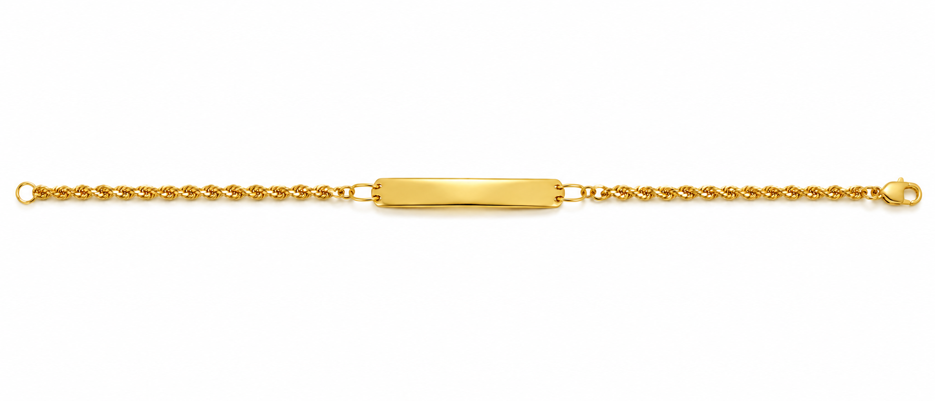 22KT Yellow Gold Kids ID Bar Rope Bracelet