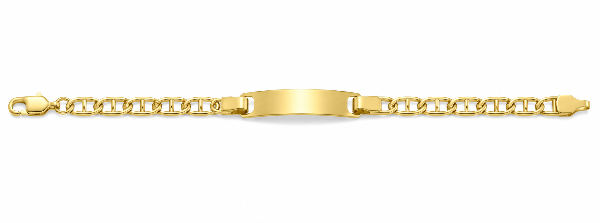 21KT Yellow Gold 4 MM Mariner Link Kids ID Plate Bracelet