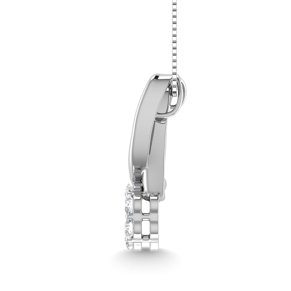 Diamond 1/6 Ct.Tw. Cluster Pendant In 10K White Gold